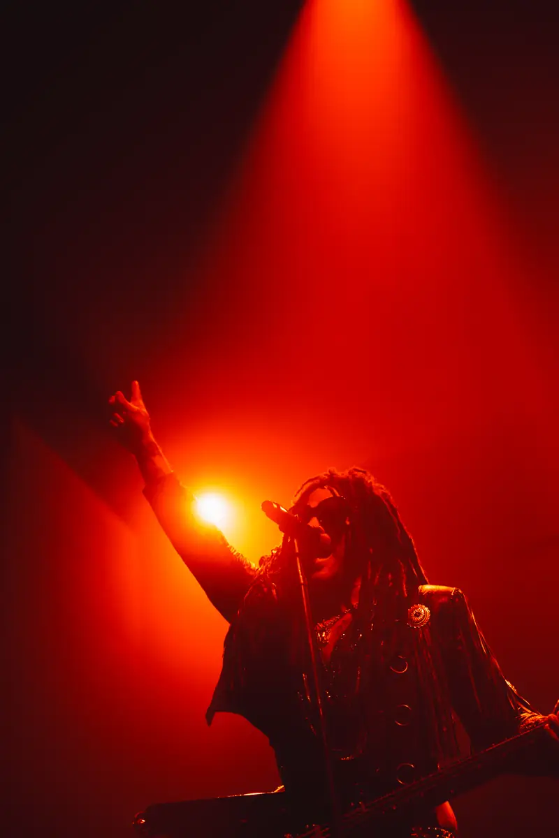 Lenny Kravitz le bras levé vers le public